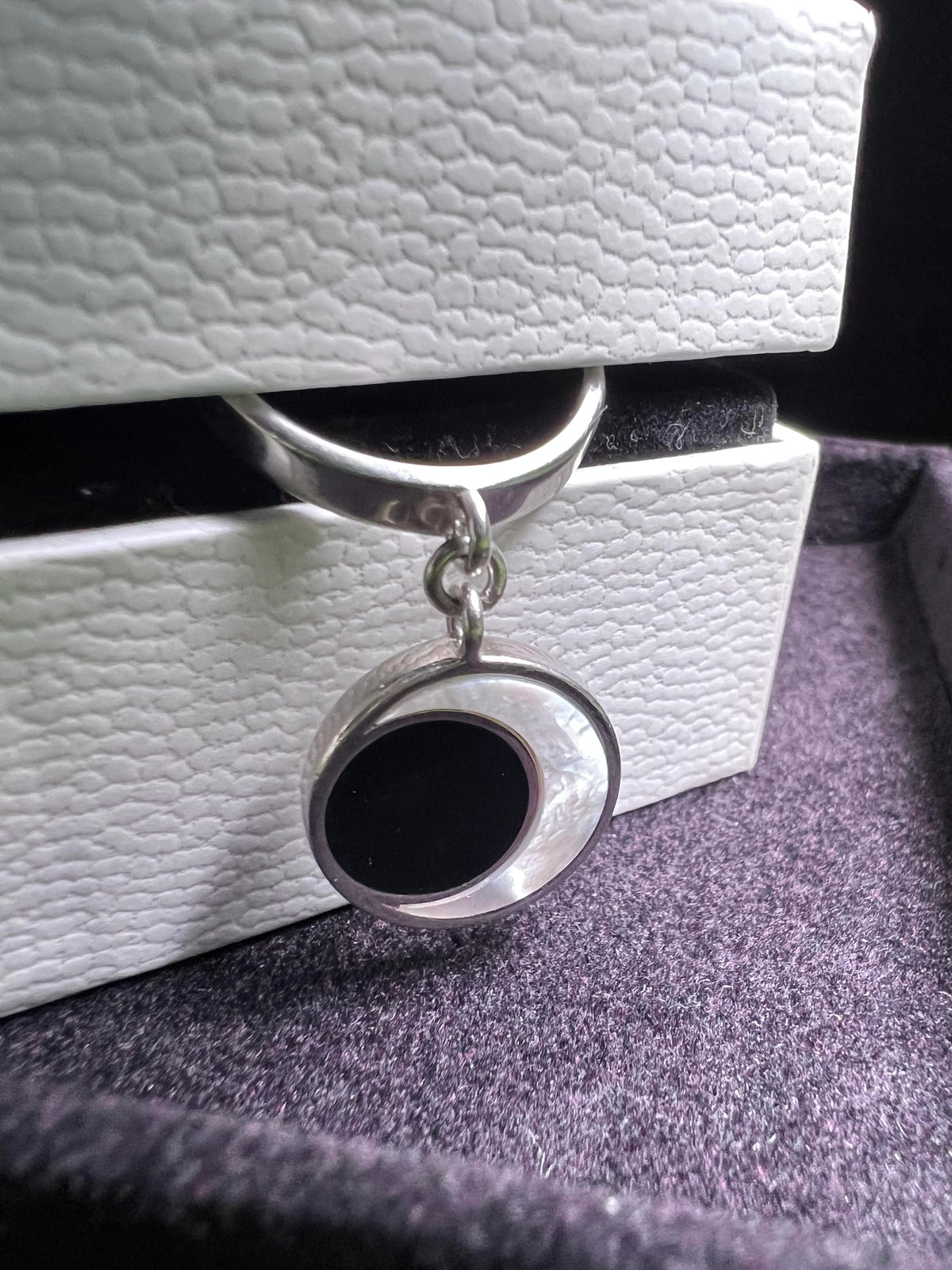 Eclipse Ring sterling silver with moon charm in gift box