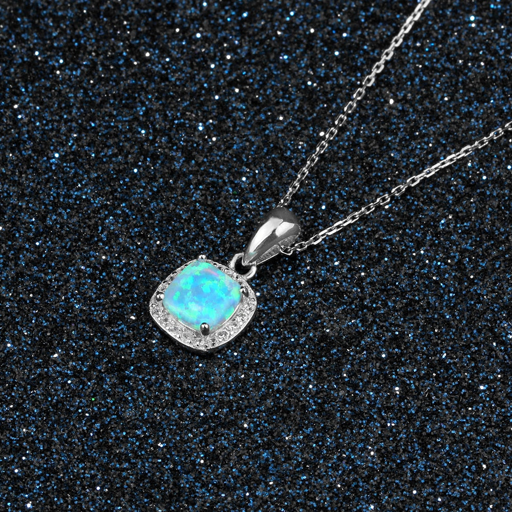 Square Opal Necklace - Soficos
