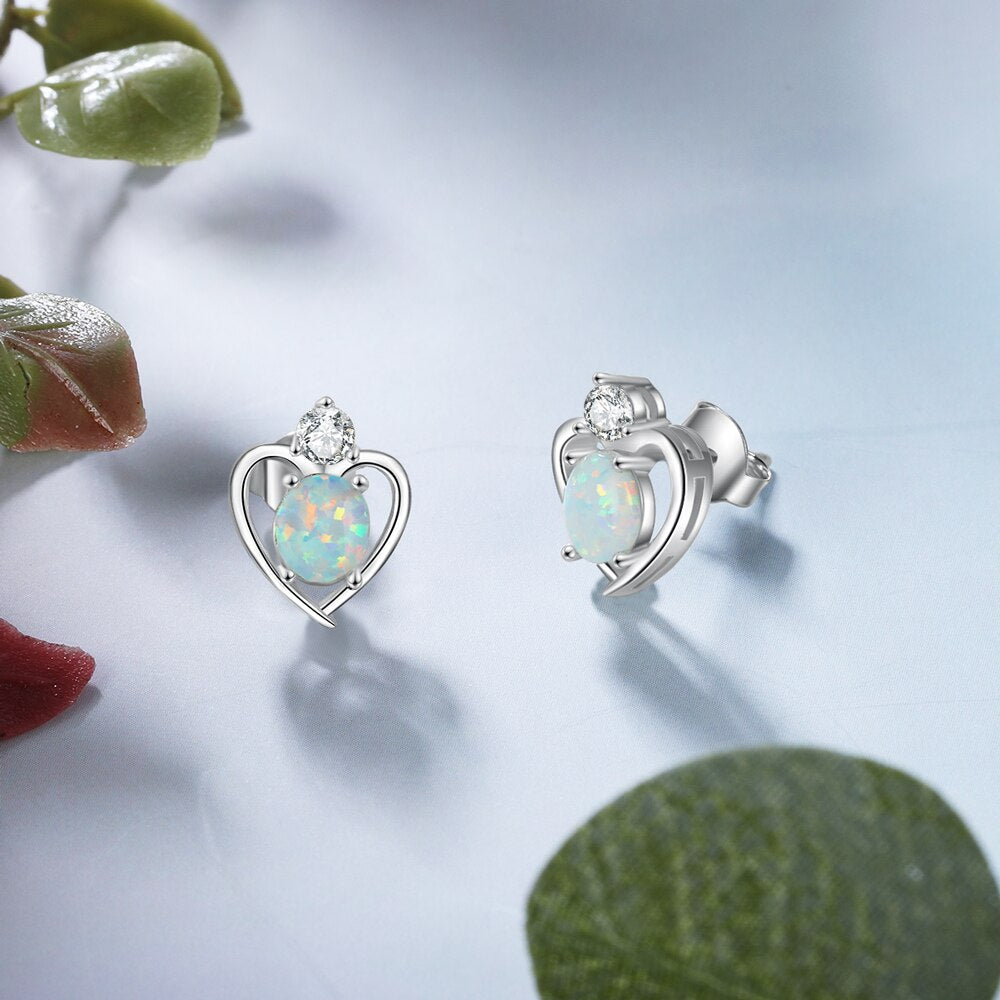 Heart Opal Earrings - Soficos