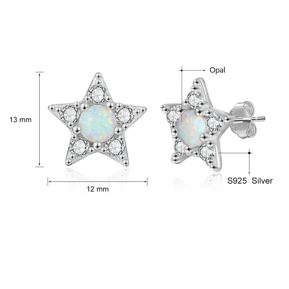 Star White Opal Earrings - Soficos