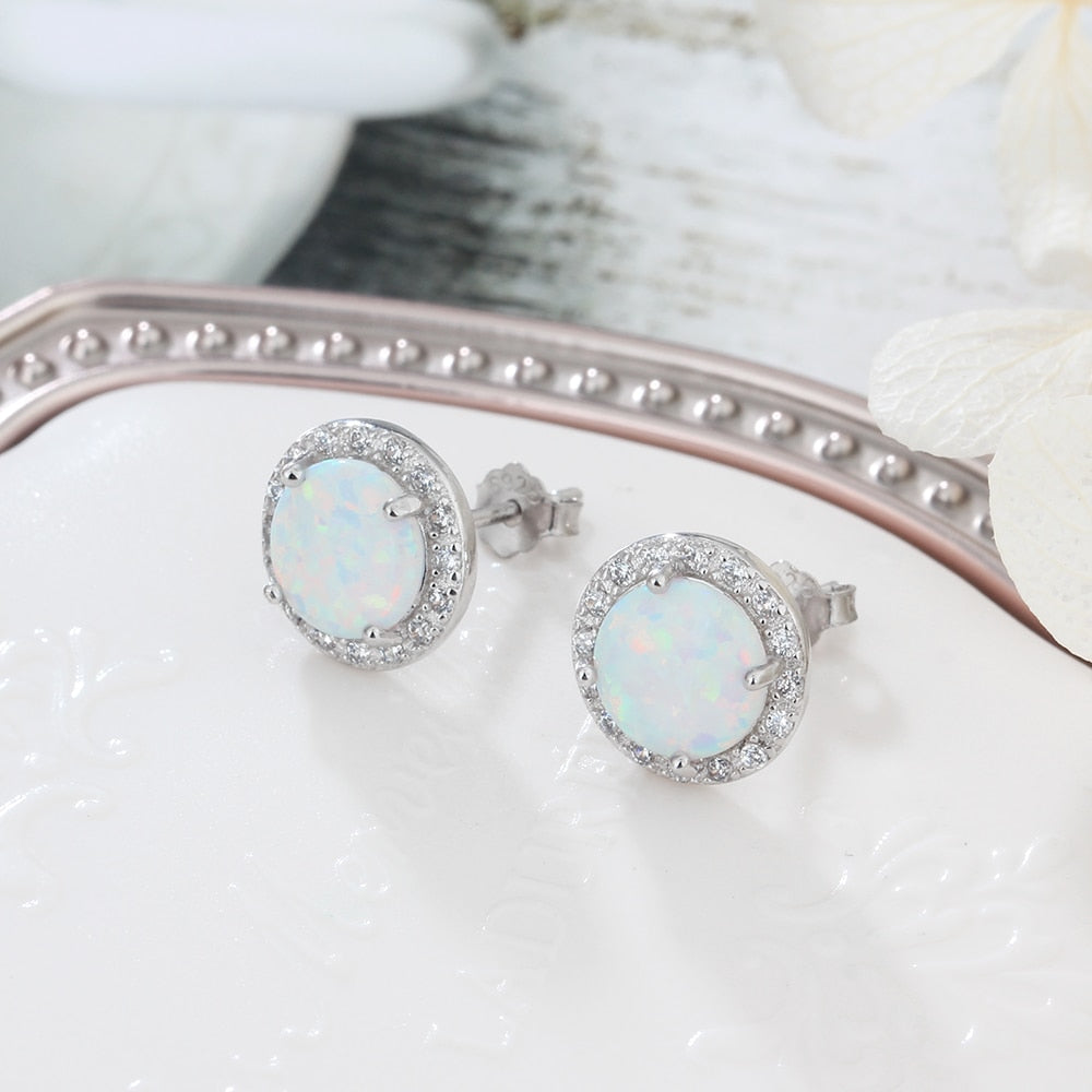 Round Opal Earrings - Soficos
