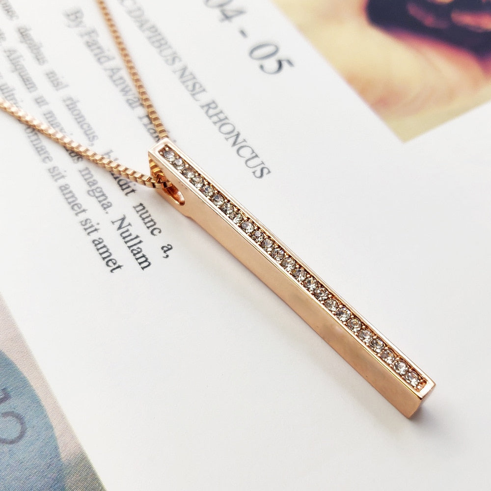 Tiny Long Bar Necklace - Soficos
