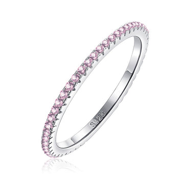 Stackable Ring with Pink Zirconia